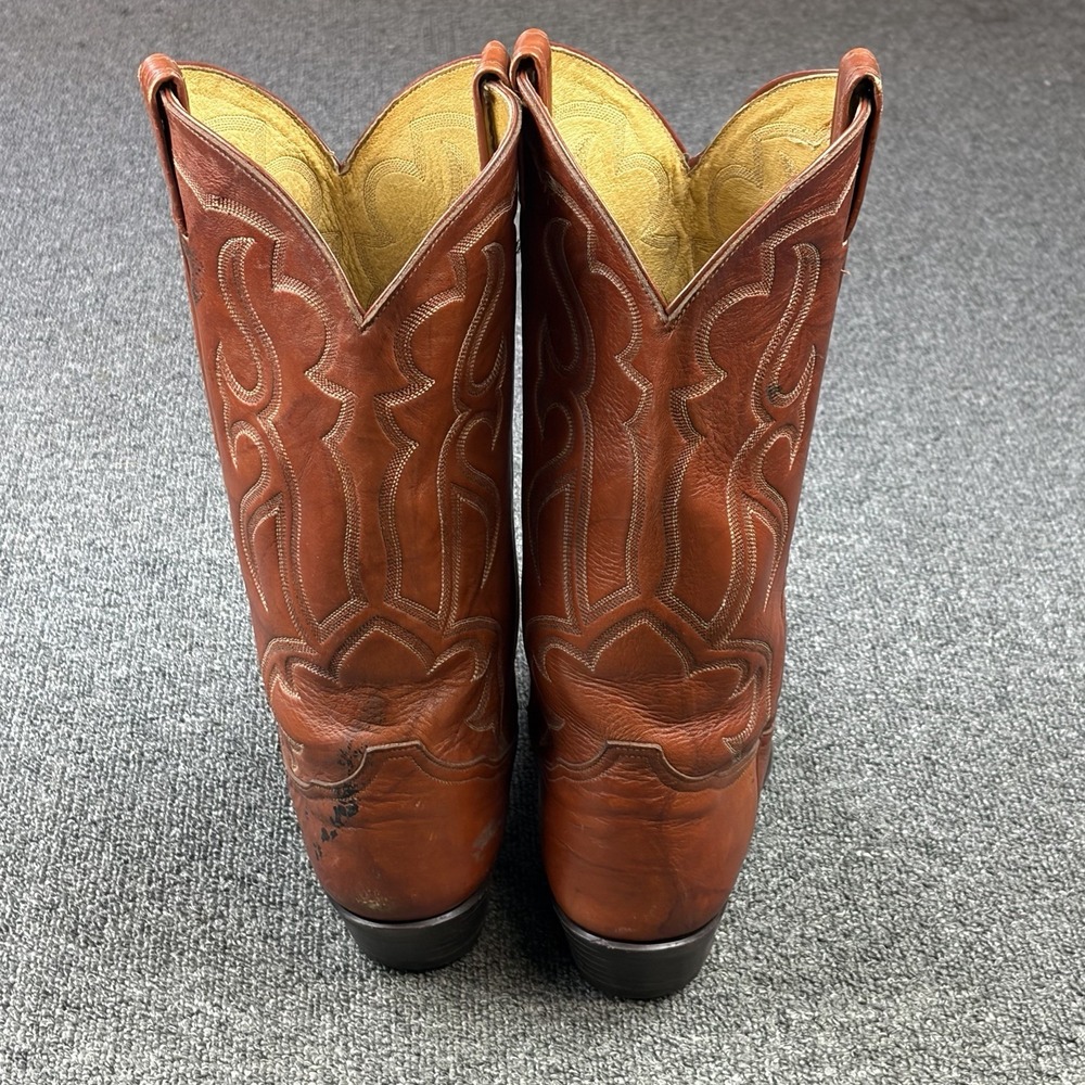 Vintage Tony Lama H6165 Cowboy Boots Men's 10 D Cognac Brown Leather Western USA - Picture 7 of 10